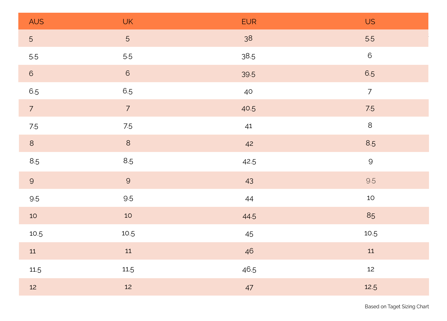 Men's Shoe Sizing
