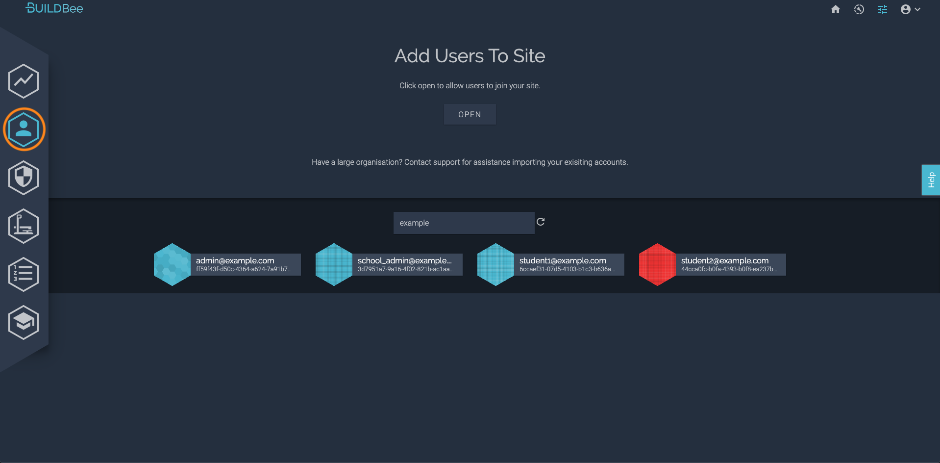 BuildBee user section