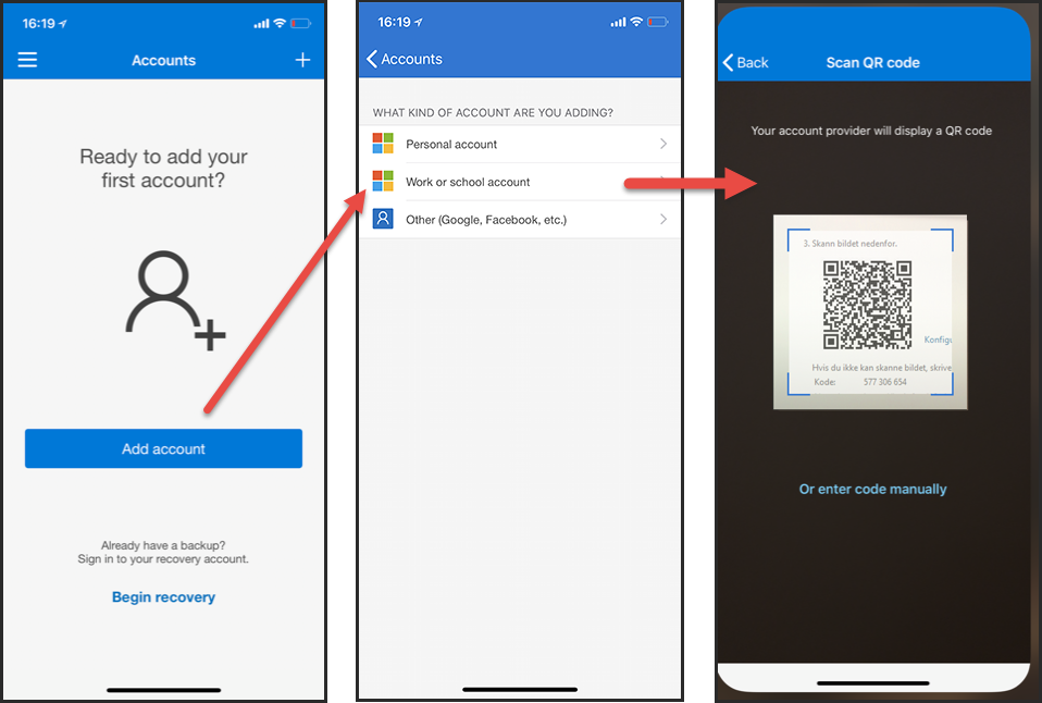 microsoft authenticator app to scan qr code