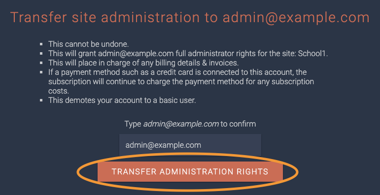 transfer administration rights