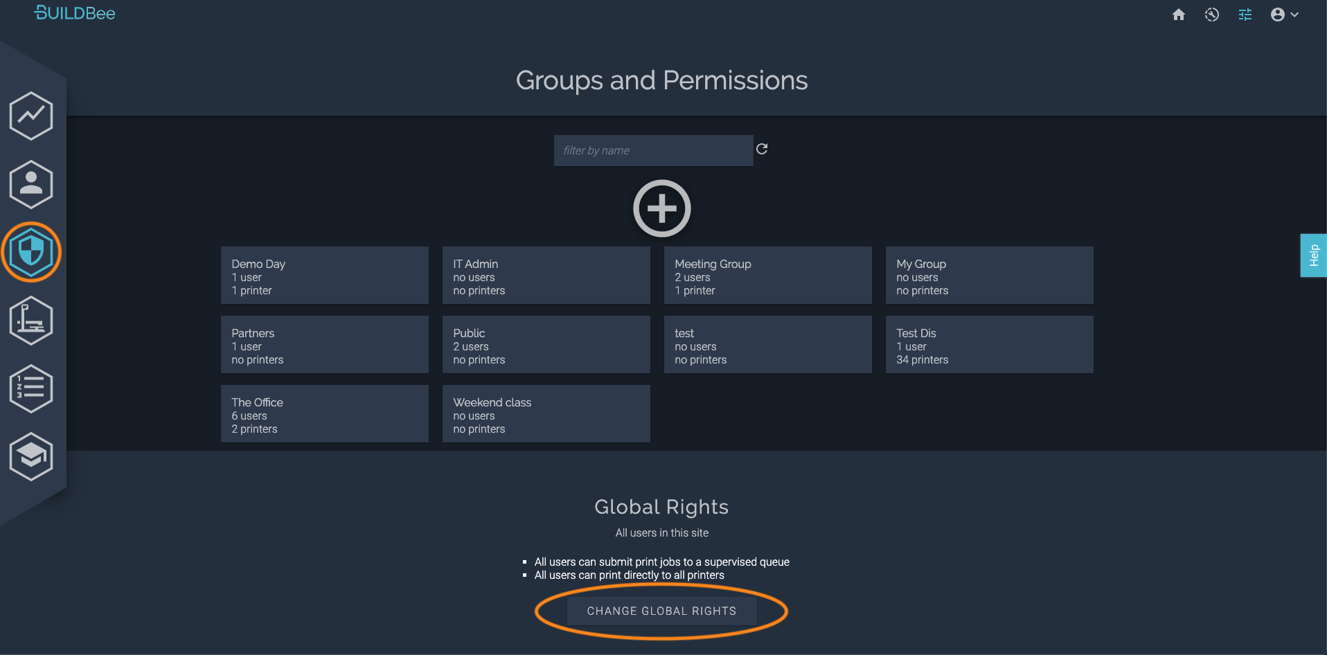 BuildBee groups and permissions