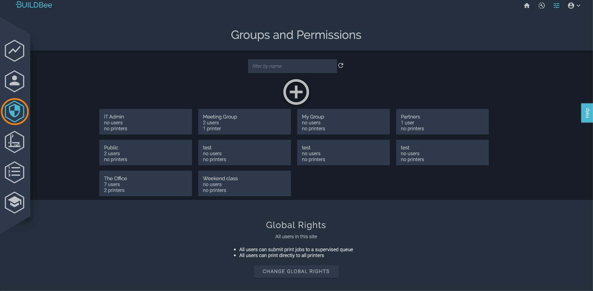 BuildBee groups and permissions