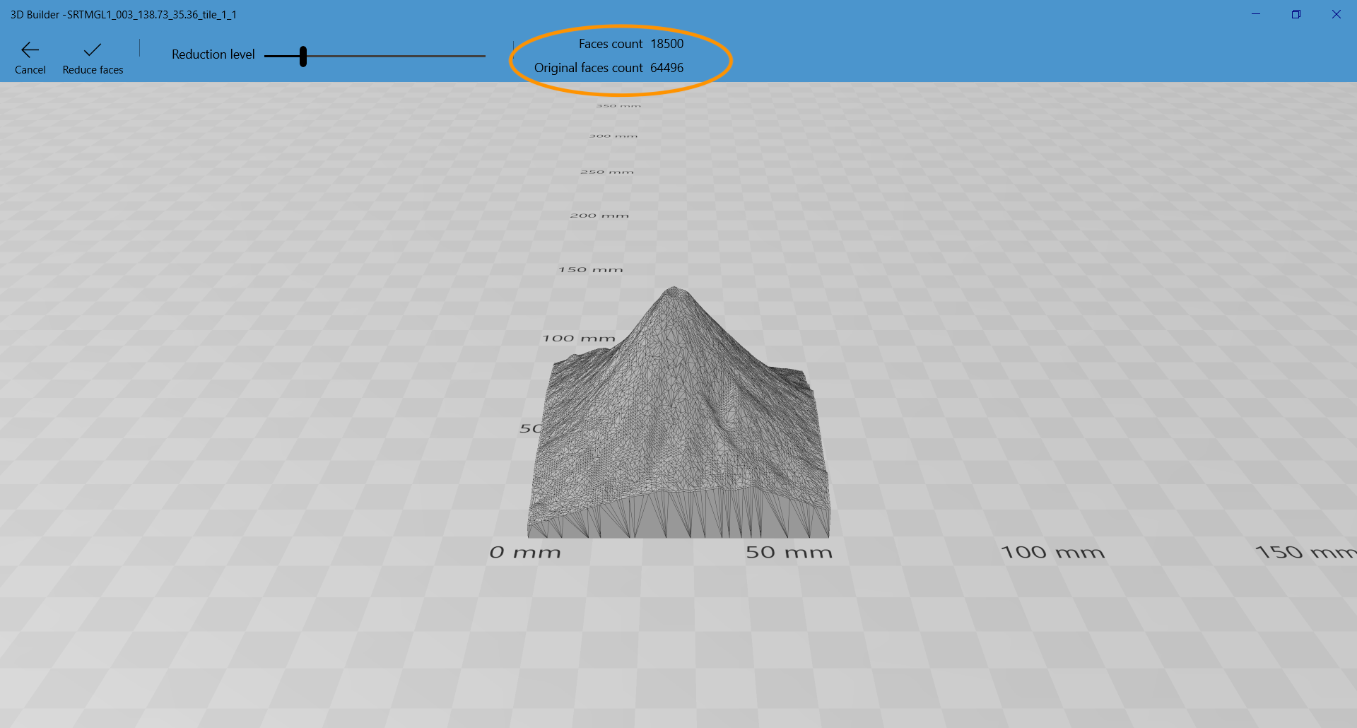 3D Builder reduce face count before