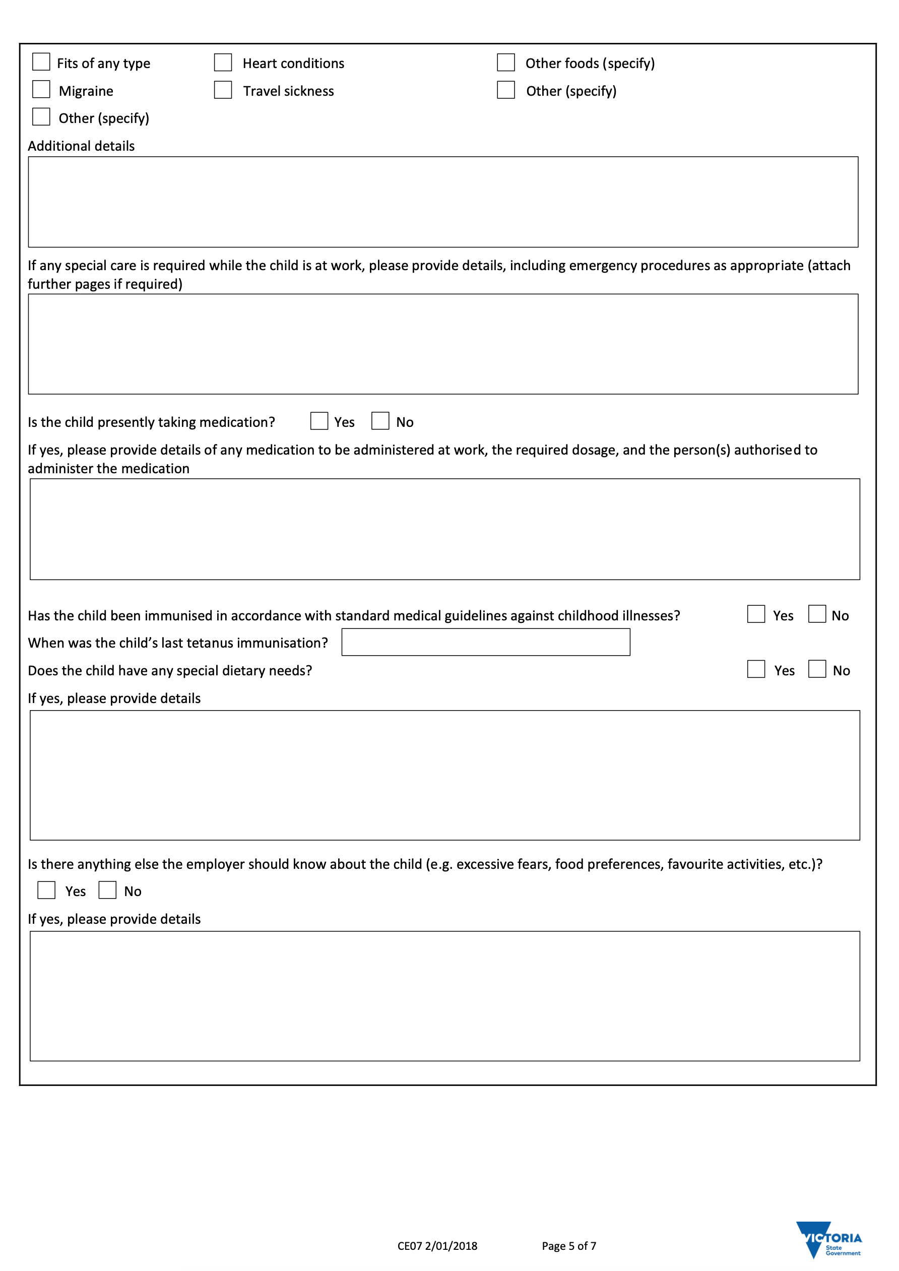 5. Child Employment Information Form