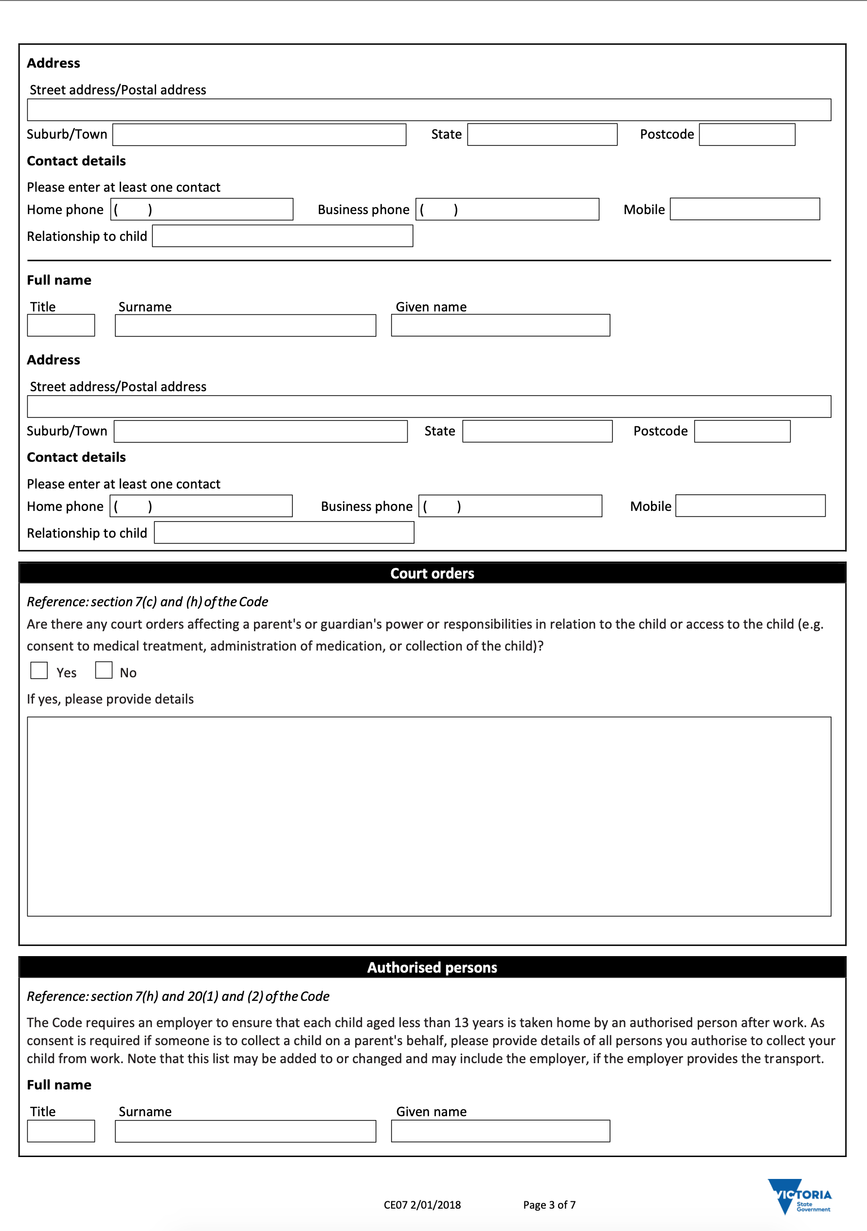 3. Child Employment Information Form