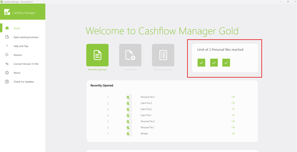 A screenshot of the Cashflow Manager dashboard where all personal slots are allocated