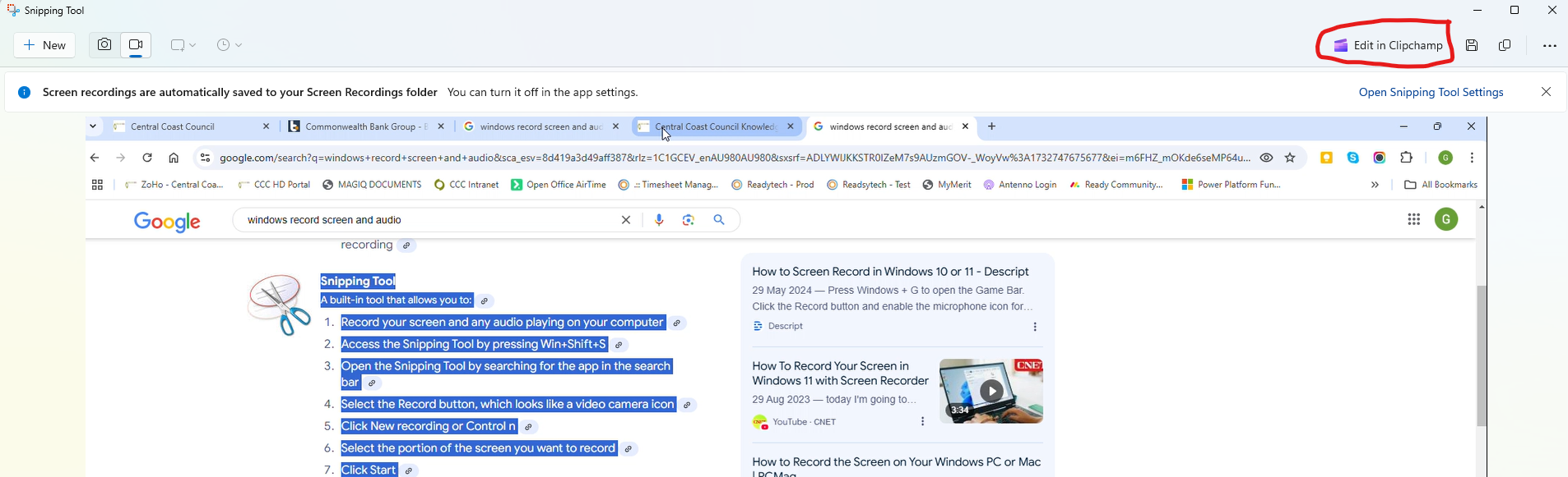 Record your Screen and Audio using Snipping Tool