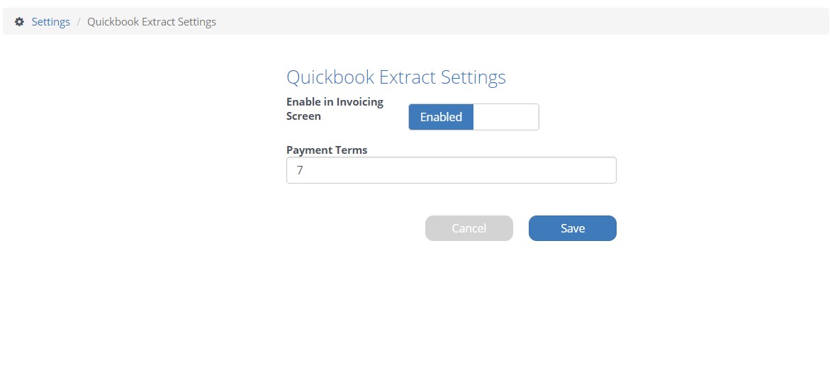 Quickbooks Settings User Guide