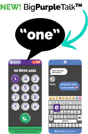 BigPurpleTalk says the word or letter of the dialpad, keyboard or button